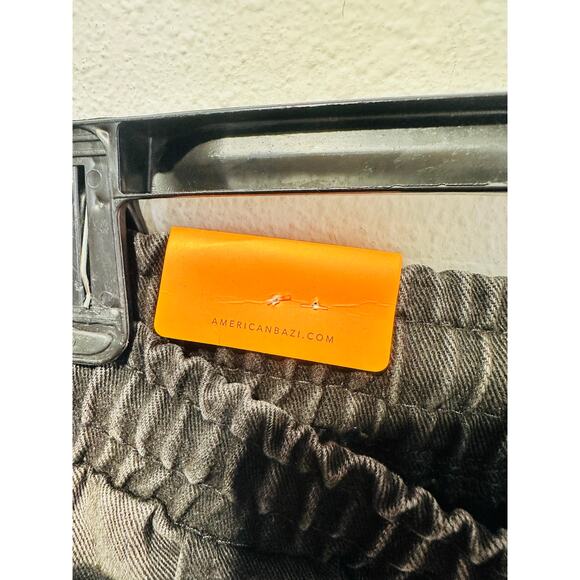 AMERICAN BAZI Black Washed Wide-Leg Cargo Style Drawstring Pants NWT size Small - Picture 6 of 14